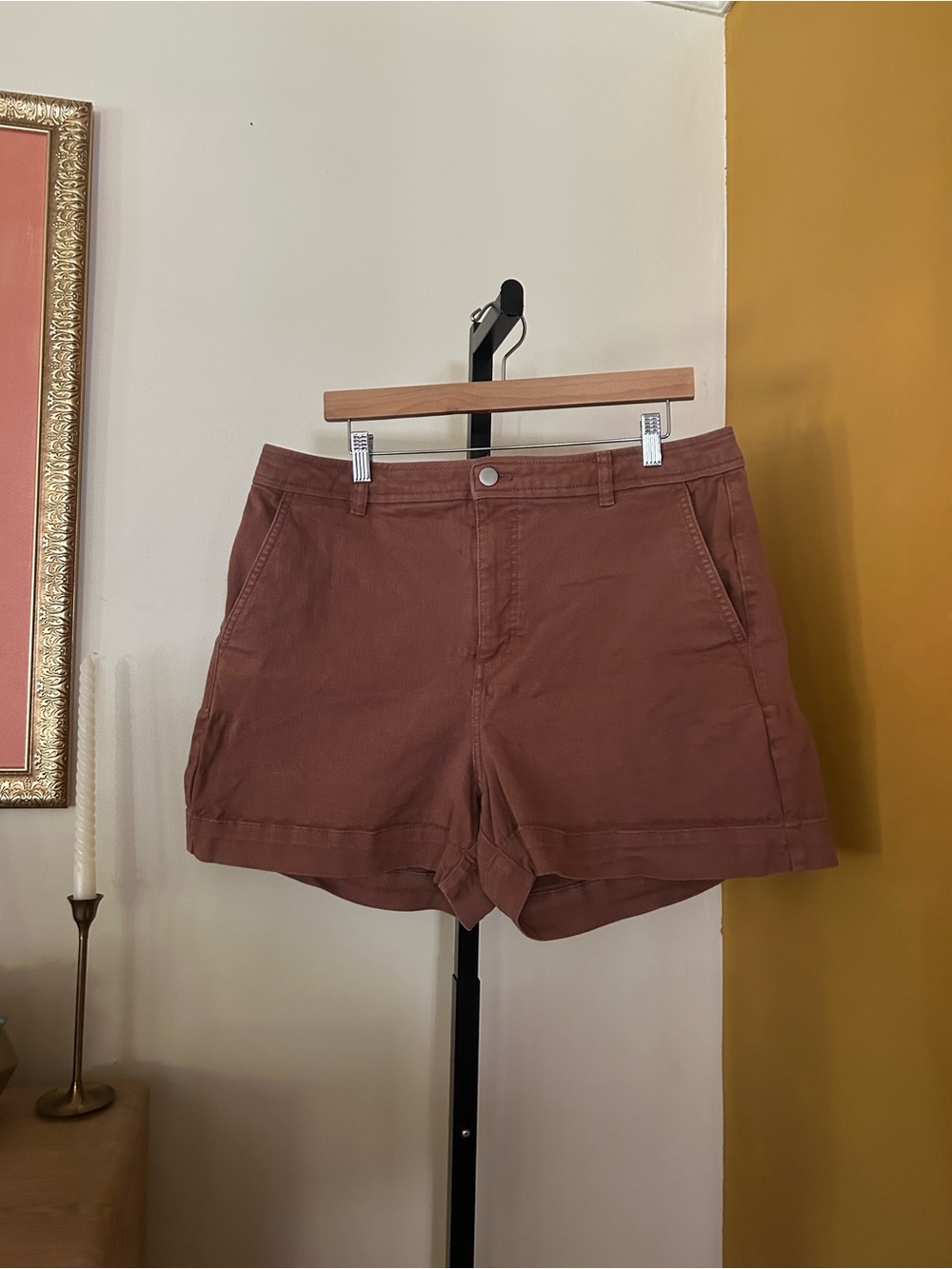 Everlane Utility Shorts Organic Cotton High Waist Rosewood Dusty Pink Size 16